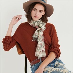 Lucky Brand blouson stitch sweater in rust